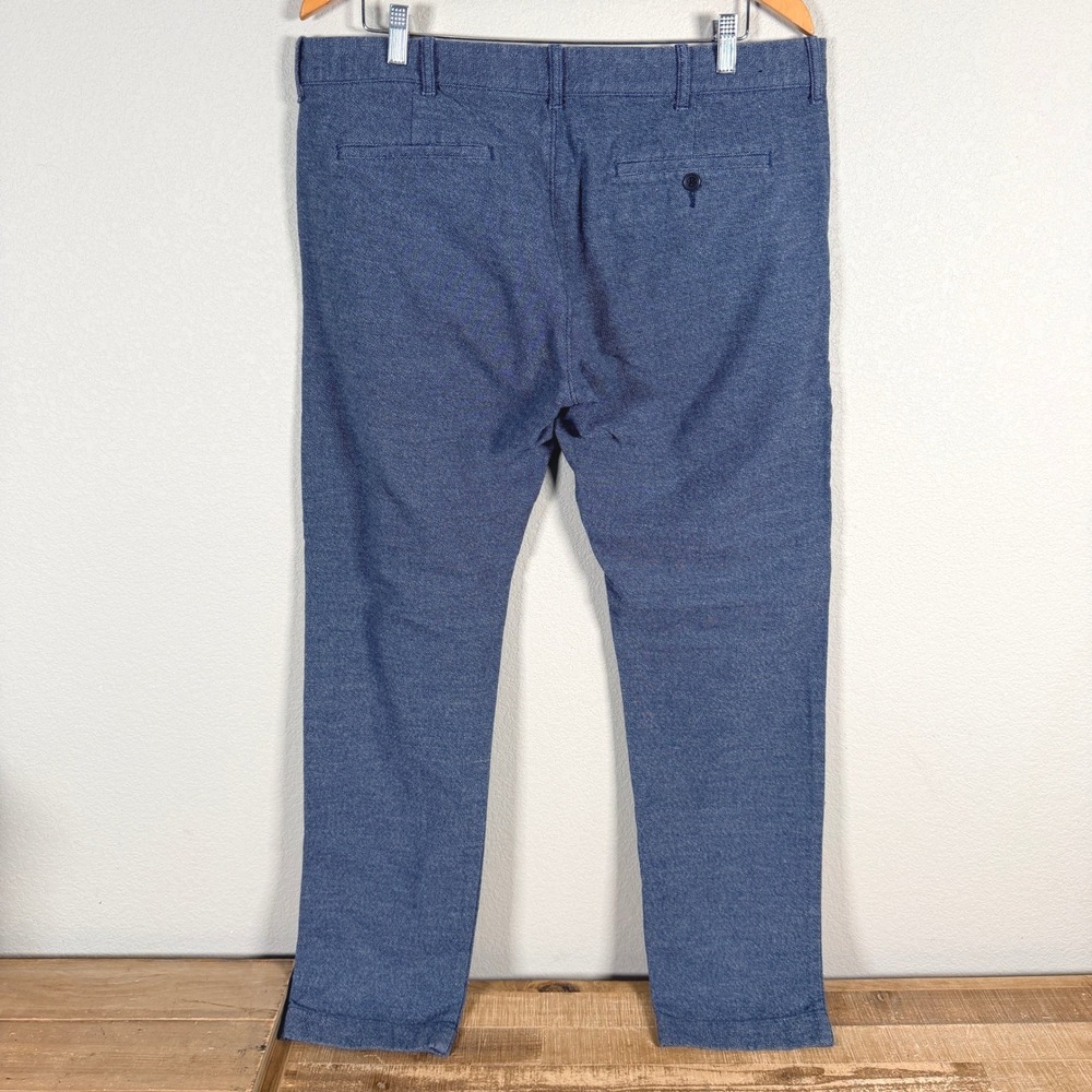 J.Crew Flex Slim Chinos Mens Actual 36x32 Blue Textured Stretch Cotton FlatFront - Picture 2 of 8
